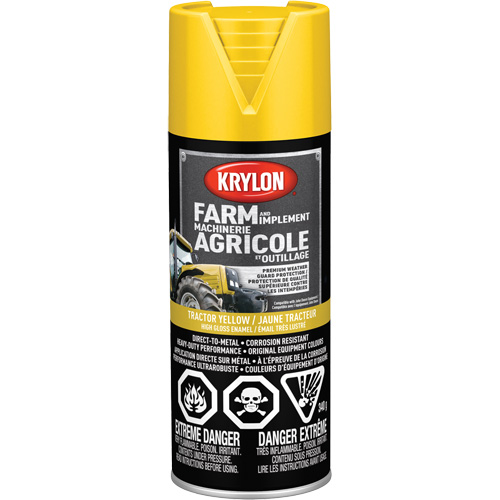 Peinture en a&eacute;rosol pour la ferme et l'&eacute;quipement, Jaune John Deere, Tr&egrave;s brillant, 12 oz, Canette a&eacute;rosol Mukwa Safety Services