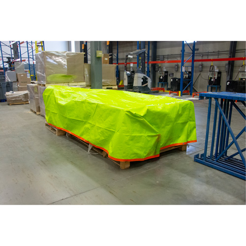 B&acirc;che tiss&eacute;e robuste haute visibilit&eacute;, Poly&eacute;thyl&egrave;ne, Vert/Orange, 16' x 20' x 12 mils Mukwa Safety Services