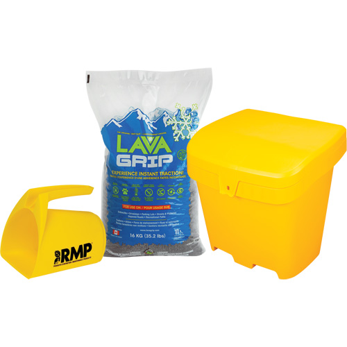 Ensemble d'aide &agrave; la traction LavaGrip avec 77 sacs, Taille du conteneur 35,3 lb (16 kg), Sac Mukwa Safety Services