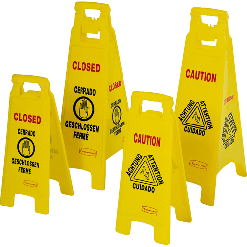 Panneaux d'avertissement de plancher mouill&eacute;, Quadrilingue avec pictogramme Mukwa Safety Services