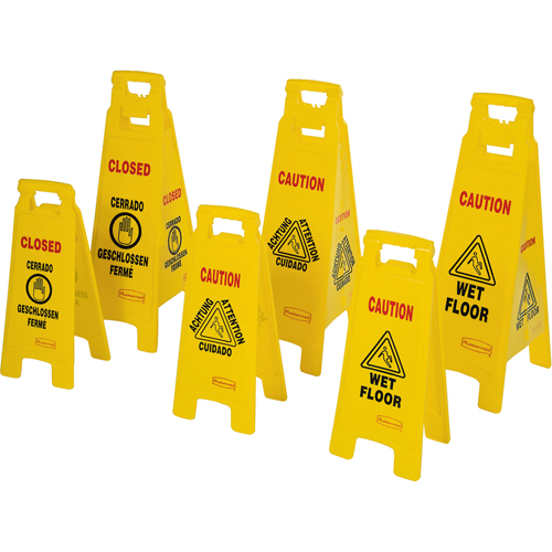 Panneaux d'avertissement de plancher mouill&eacute;, Quadrilingue avec pictogramme Mukwa Safety Services