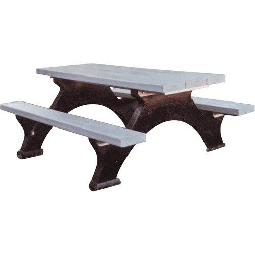 Recycled Plastic Picnic Tables, 8' L x 62-1/4" W, Grey Mukwa Safety Services