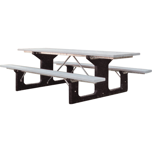 Recycled Plastic Picnic Tables, 6' L x 61-1/2" W, Grey Mukwa Safety Services