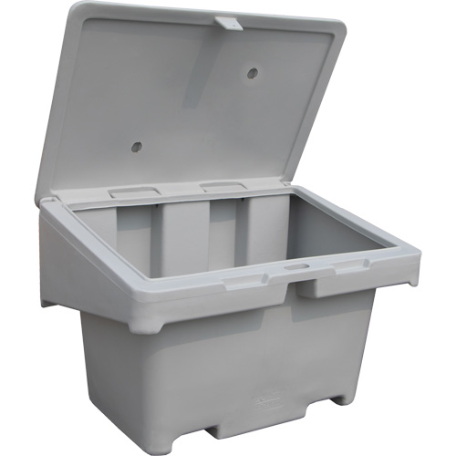 Contenants pour sel & sable SOS, Avec Moraillon, 42" x 29" x 30", 11 pi³, Gris Mukwa Safety Services