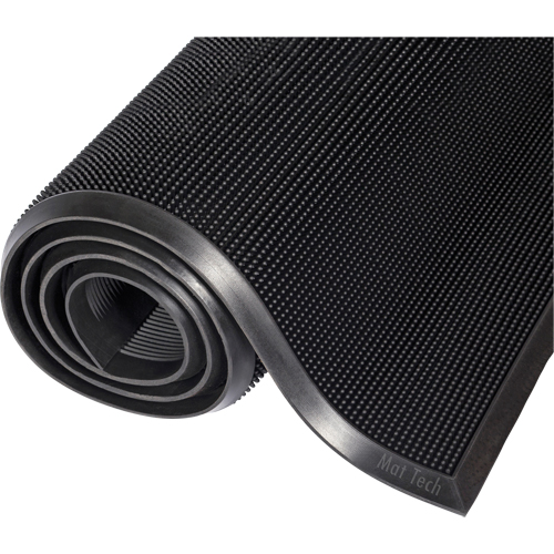 Tapis Mat-A-Dor, Caoutchouc, Grattoir Type, Motif Style pointe de doigt, 3' x 6', Noir Mukwa Safety Services
