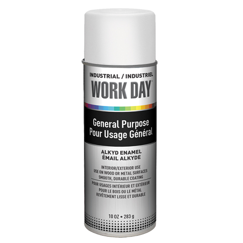 Industrial Work Day Paint, White, Gloss, 10 oz., Aerosol Can Mukwa Safety Services
