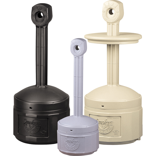 Cendriers Smoker's Cease-Fire, Sur pied, Plastique, Capacit&eacute; 1 gal. US, Hauteur 30" Mukwa Safety Services