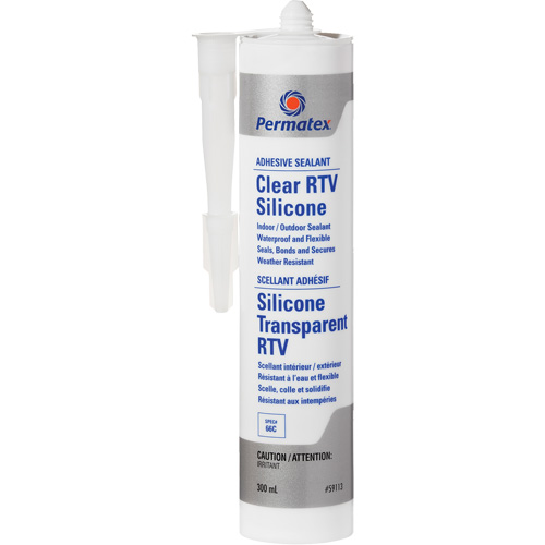 Scellant adh&eacute;sif RTV transparent, 300 ml, Cartouche, Transparent Mukwa Safety Services