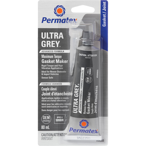 Ultra Grey&reg; Gasket Maker, Tube, 80 ml, -54°C - 260°C/-65°F - 500°F Mukwa Safety Services