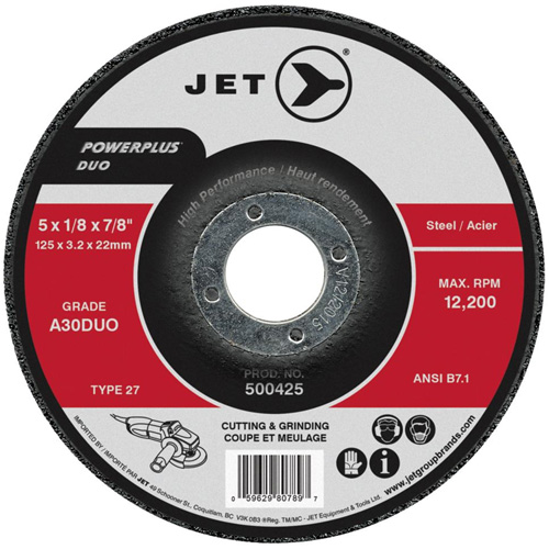 POWERPLUS DUO Cutting/Grinding Wheel, 4" x 1/8", 5/8" Arbor, Type 27, A30DUO Grit Mukwa Safety Services