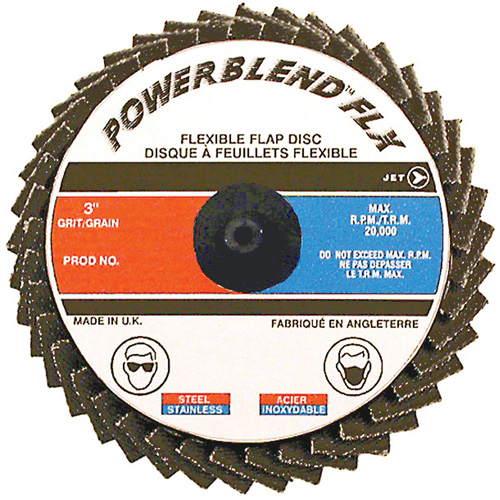 Disque &agrave; lamelles &agrave; rouler POWERBLEND FLX, 2" x Type R, Grain Z40, Alumine de zirconium Mukwa Safety Services