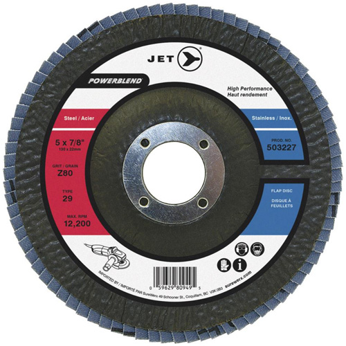 POWERBLEND Flap Disc, 4-1/2" x 7/8", Type 29, Z80 Grit, Zirconia Alumina Mukwa Safety Services