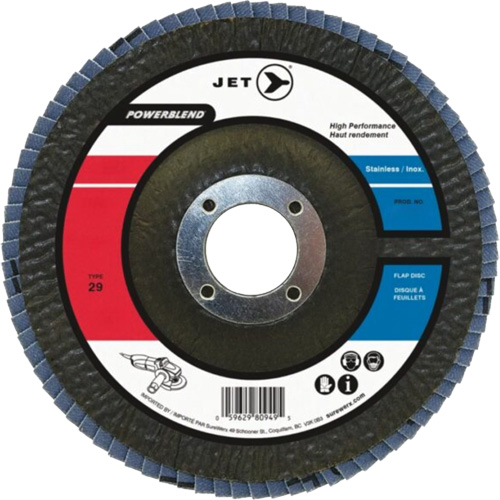 POWERBLEND Flap Disc, 4-1/2" x 7/8", Type 29, Z120 Grit, Zirconia Alumina Mukwa Safety Services