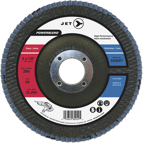 POWERBLEND Flap Disc, 5" x 7/8", Type 29, Z40 Grit, Zirconia Alumina Mukwa Safety Services