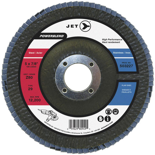 PowerBlend Flap Disc, 7" x 7/8", Type 29, Z40 Grit, Zirconia Alumina Mukwa Safety Services