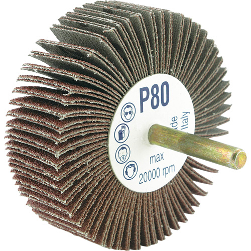 Shaft Mounted Flapwheel, 80 Grit, 3" x 1/4" Mukwa Safety Services