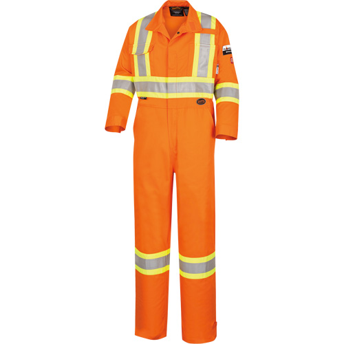 5555 Combinaison de s&eacute;curit&eacute; &agrave; haute visibilit&eacute; ignifuge et anti-arcs &eacute;lectriques, Taille 36, Orange haute visibilit&eacute;, 11 cal/cm² Mukwa Safety Services