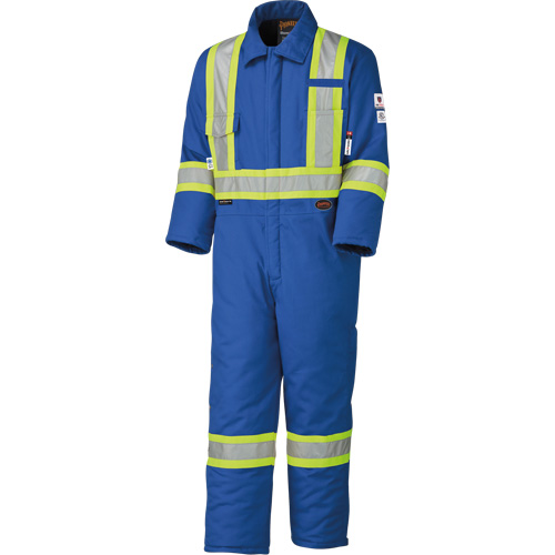 5522A Combinaison de s&eacute;curit&eacute; &agrave; haute visibilit&eacute; ignifuge et anti-arcs &eacute;lectriques, Taille 2T-Grand, Bleu royal, 58 cal/cm² Mukwa Safety Services