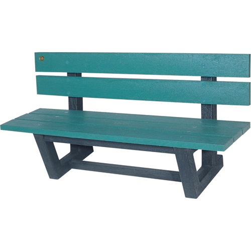 Outdoor Park Benches, Recycled Plastic, 72" L x 23-3/16" W x 29-13/16" H, Green Mukwa Safety Services