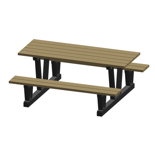 Recycled Plastic Outdoor Picnic Tables, 72" L x 60-5/16" W, Sand Mukwa Safety Services