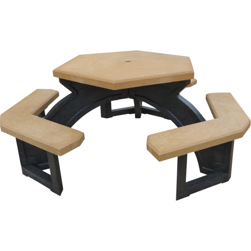 Tables de pique-nique hexagonales en plastique recycl&eacute;, 78" lo x 78" la, C&egrave;dre Mukwa Safety Services