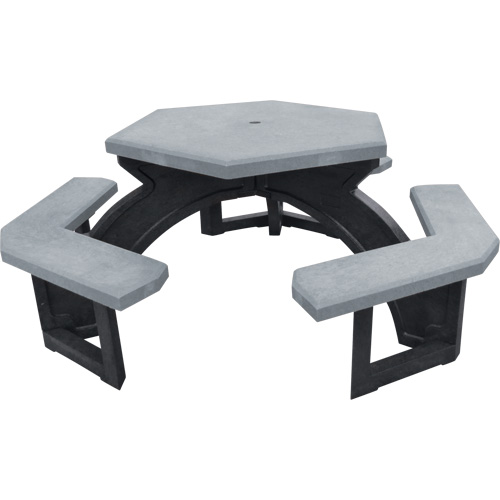 Tables de pique-nique hexagonales en plastique recycl&eacute;, 78" lo x 78" la, Gris Mukwa Safety Services