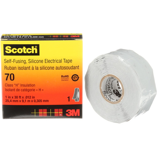 Ruban isolant en caoutchouc de silicone autofusionnant Scotch, 25,4 mm (1") x 9 m (30'), Gris, 12 mils Mukwa Safety Services