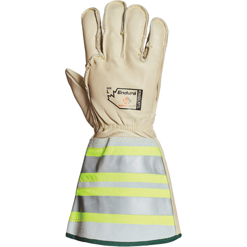 Gants de monteur de lignes pour lhiver avec bandes r&eacute;fl&eacute;chissantes 6" Endura, Moyen, Paume en Cuir de cheval, Doublure en Thinsulate Mukwa Safety Services
