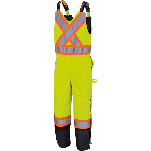 5041BB Waterproof Quilted Bib Pants, Polyester, Large, High Visibility Lime-Yellow Mukwa Safety Services