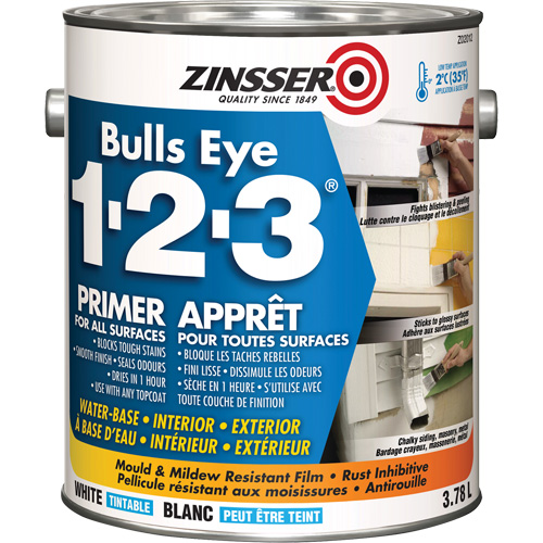 Appr&ecirc;t &agrave; base deau Bulls Eye 1-2-3, 3,78 L, Gallon, Blanc Mukwa Safety Services