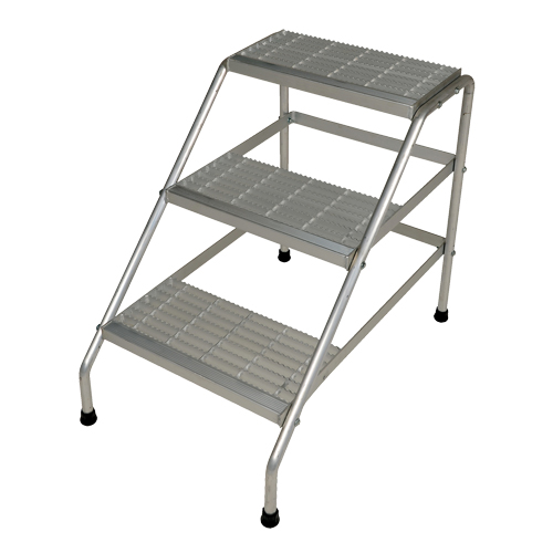 Aluminum Step Stand, 3 Steps, 34-9/16" x 22-13/16" x 30" High Mukwa Safety Services