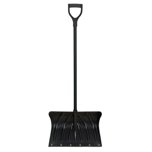Poly Snow Shovel with Steel Wear Strip, Polypropylene Blade, 19-3/4" Wide, D-Grip Handle, Wearstrip Included Mukwa Safety Services