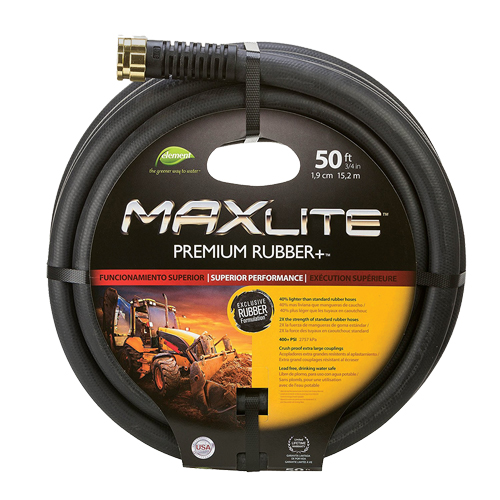 MAXLite Water Hose, Rubber, 3/4" dia. x 50' L Mukwa Safety Services