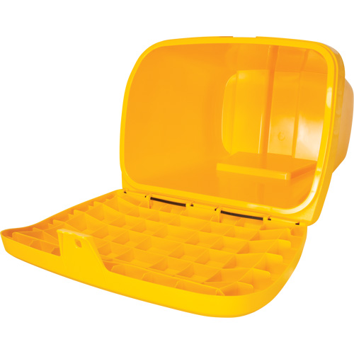 Salt & Sand Storage Bins, With Hasp, 21" x 27" x 26", 4.24 cu. ft., Yellow Mukwa Safety Services