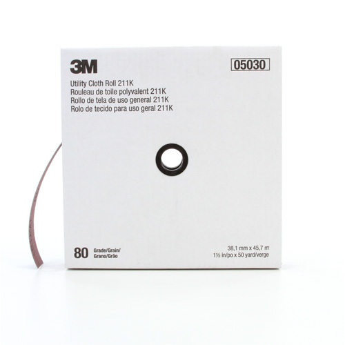 Rouleau de toile abrasive utilitaire 211K, Oxyde d'aluminium, 1-1/2" la x 150' lo, Grain 80 Mukwa Safety Services