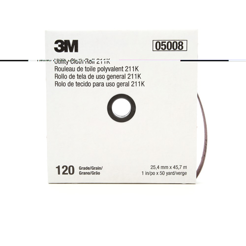 Rouleau de toile abrasive utilitaire 211K, Oxyde d'aluminium, 1" la x 150' lo, Grain 120 Mukwa Safety Services
