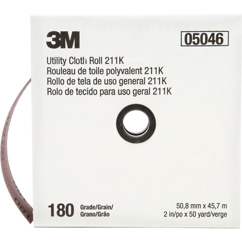 Utility Roll 211K, Aluminum Oxide, 2" W x 150' L, 180 Grit Mukwa Safety Services