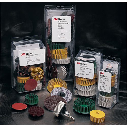 Ensemble de meules en soie Roloc Scotch-Brite, C&eacute;ramique, Grain 50, 80, 120, 2" dia. Mukwa Safety Services