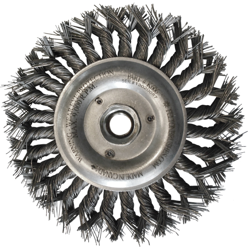 Brosses m&eacute;talliques &agrave; touret, Dia. 6", Fils 0,014", Arbre 5/8"-11, Acier Mukwa Safety Services