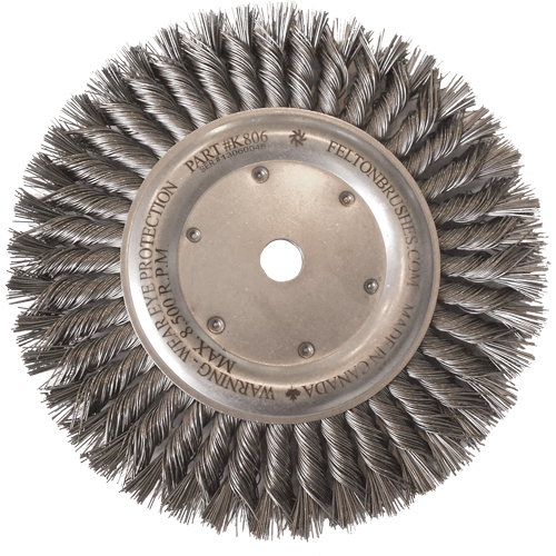 Brosses m&eacute;talliques &agrave; touret, Dia. 8", Fils 0,014", Arbre 5/8"-11, Acier Mukwa Safety Services