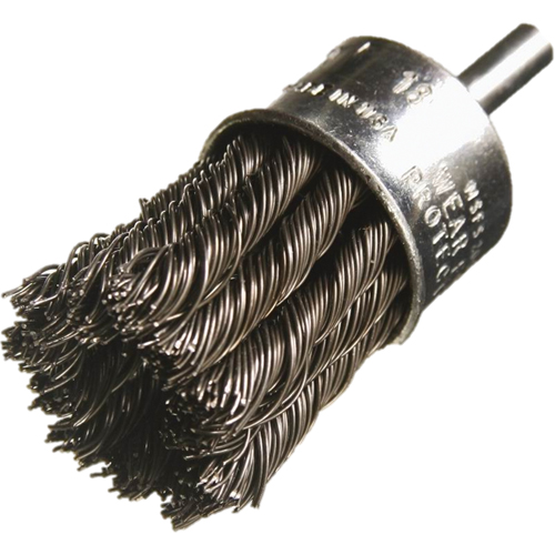 Knotted Wire End Brushes, 1/2" Dia., 0.014" Wire Dia., 1/4" Shank Mukwa Safety Services