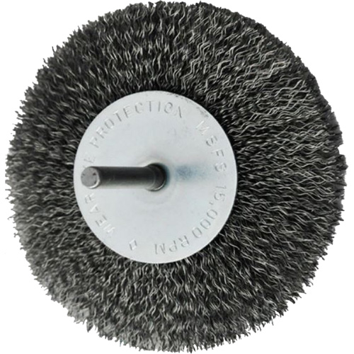 Circular Crimped Wire End Brushes, 4", 0.008" Fill, 1/4" Shank Mukwa Safety Services