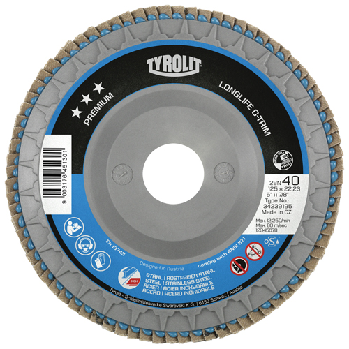 Disque &agrave; lamelles C-Trim robuste, 6" x 7/8", Type 29, Grain 40, Zirconium Mukwa Safety Services