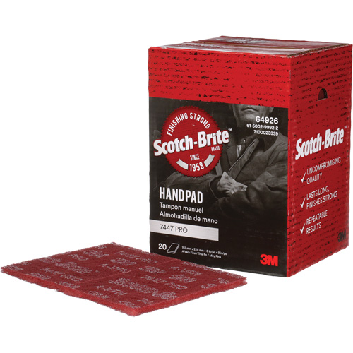 Scotch-Brite 7447 Hand Pads, Aluminum Oxide, 9" x 6", Very Fine Grit Mukwa Safety Services