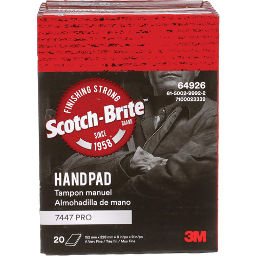 Scotch-Brite 7447 Hand Pads, Aluminum Oxide, 9" x 6", Very Fine Grit Mukwa Safety Services