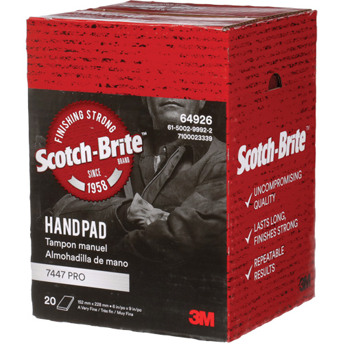 Scotch-Brite 7447 Hand Pads, Aluminum Oxide, 9" x 6", Very Fine Grit Mukwa Safety Services