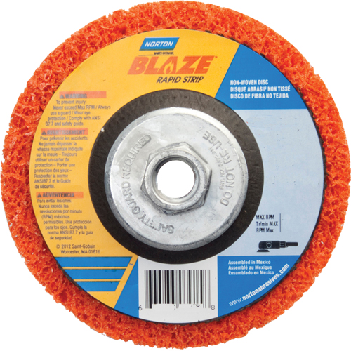 Disque &agrave; moyeu d&eacute;port&eacute; 4-1/2" non tiss&eacute; Blaze Rapid Strip, 4-1/2" dia., Grain Cors&eacute; Mukwa Safety Services