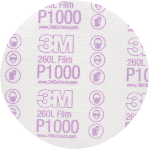 Hookit Finishing Film Disc, 6" Dia., P1000 Grit, Aluminum Oxide, Film Mukwa Safety Services