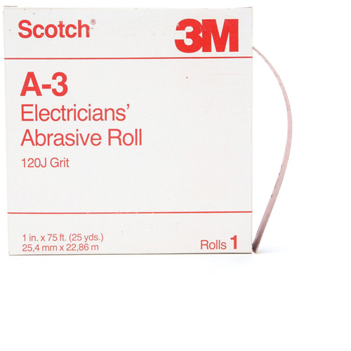 Rouleau abrasif pour &eacute;lectricien A-3 Scotch, Oxyde d'aluminium, 1" la x 75' lo, Grain 120 Mukwa Safety Services