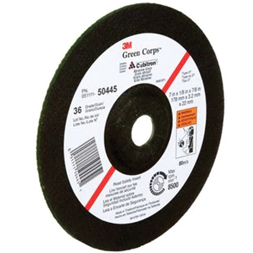 Meule &agrave; moyeu d&eacute;port&eacute; Green Corps, 7" x 1/8", Arbre 7/8", C&eacute;ramique, Type 27 Mukwa Safety Services